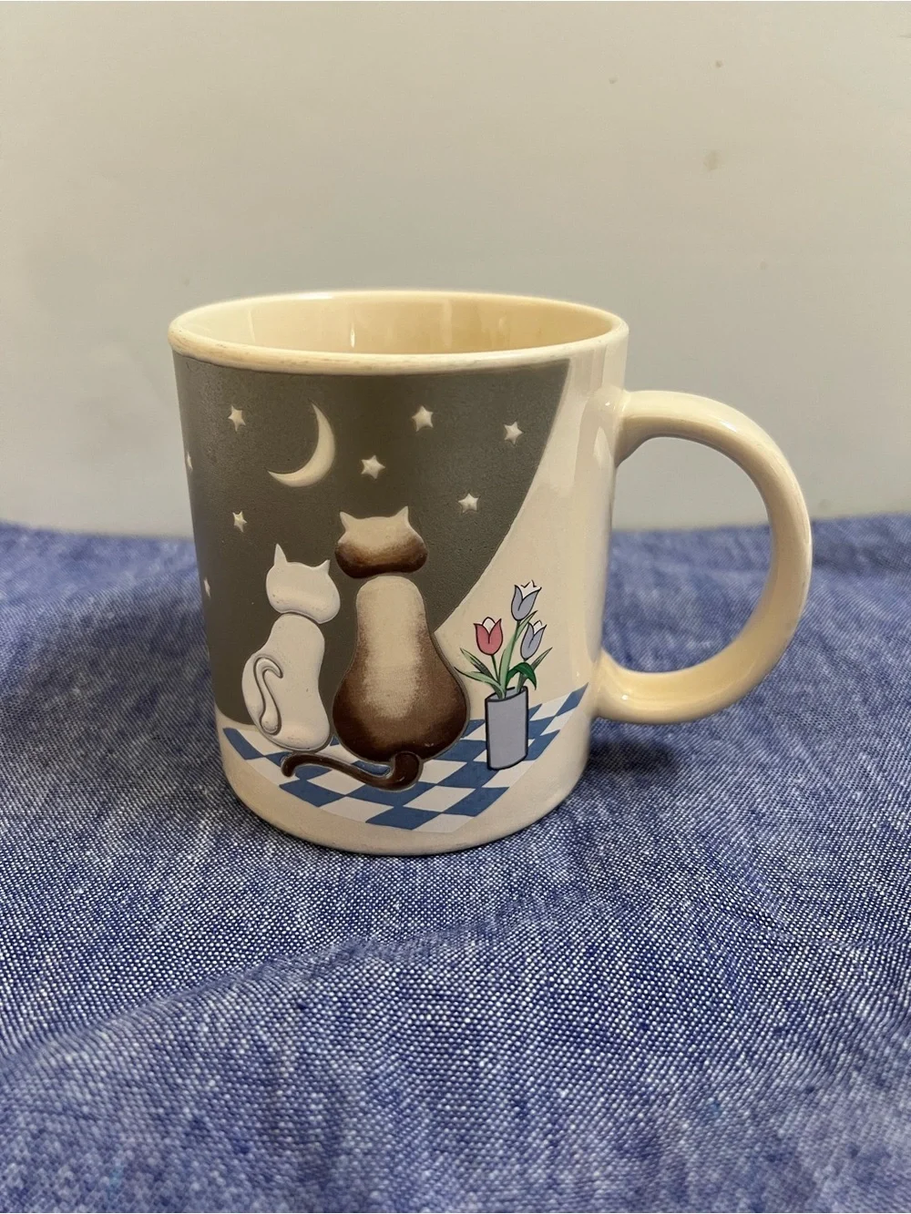 Cat Mug Cup Kittens Looking At The Moon and Stars Unbranded Coffee Tea Handle